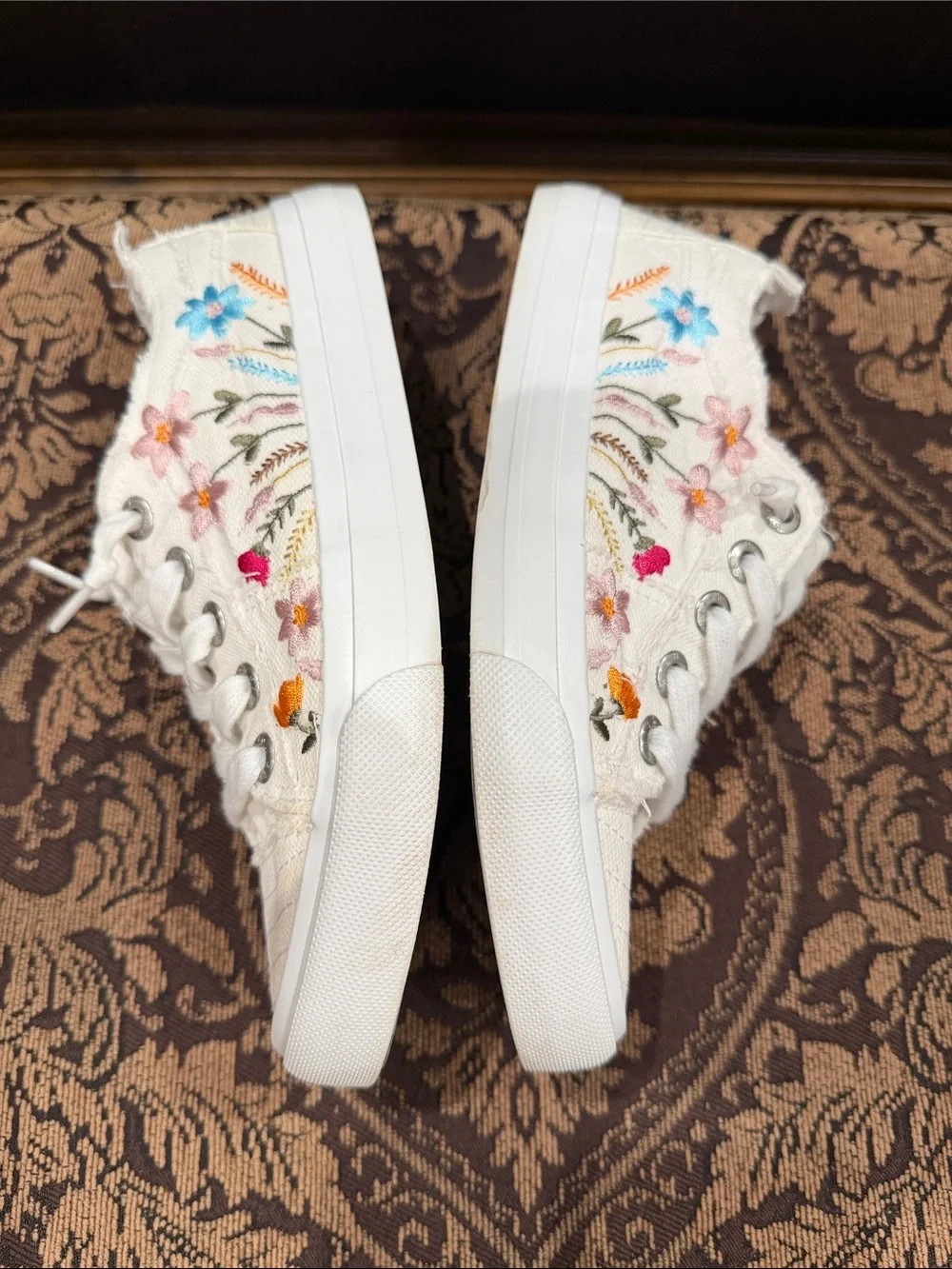 Blowfish Malibu Canvas Sneakers with Multicolor Floral Embroidery
